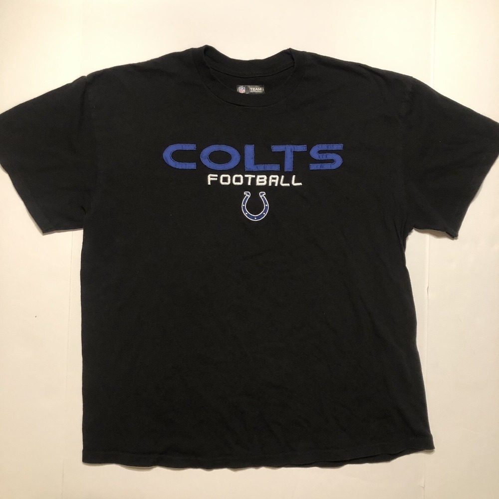 Indianapolis Colts Cotton T Shirt Size XL Black NFL Football Embroidered